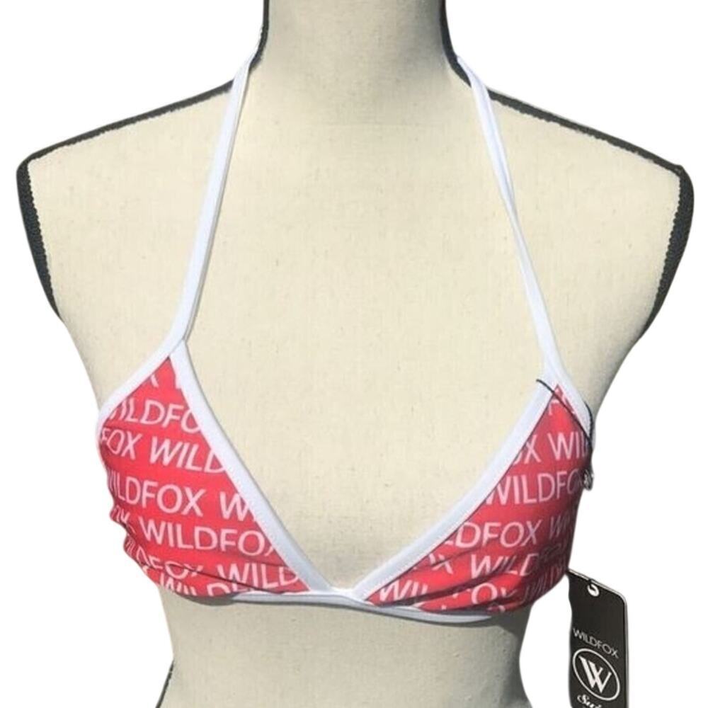 WILDFOX Teeny Sexy Reversible Red Black Triangle Bikini Top Women's Size XS NWT